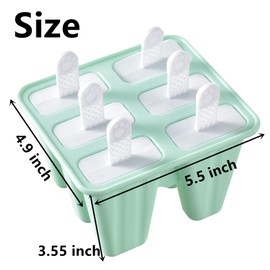 Popsicle Mold，Popsicle Maker Popsicle Molds 6 Pieces Silicone Ice Pop Molds BPA Free Popsicle Mold Reusable Easy Release Ice Pop Make (Green)