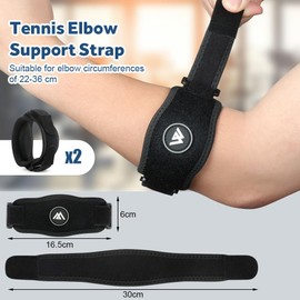 flintronic Elbow Support for Men and Women, Pack of 2 Compression Bandage with EVA Lining, Adjustable Elbow Bandage for Sports, Tendonitis, Arthritis, Relieves Pain in Tennis Elbow