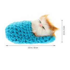 Sleeping Cats in Slippers Opening Eyes Cats Doll Toy Mini Kitten in Shoe with Meows Sounds Sleeping Kitten Toy Decors for Home Table Car Decor Kids (Blue)