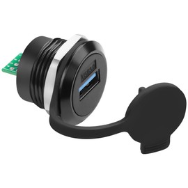 QIANRENON 5Gbps USB3.0 Threaded Fixed Mount DIP Connector USB3.0 Female to 9Pin PCB Board Bulkhead Mount Adapter USB3.0 PCB Solder Mount Socket, 5V 1A, for DIY USB Data Transfer Charging