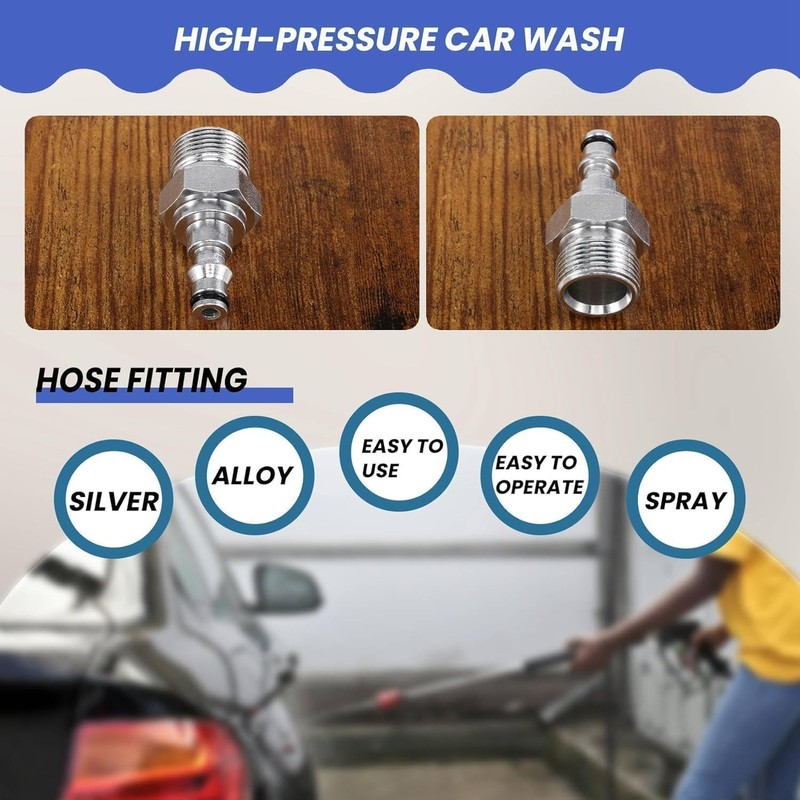 2Pcs Silver Quick Connection Pressure Washer, Hose Adapter for Vax,