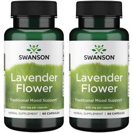Swanson Lavender Flower - Herbal Supplement Promoting Traditional Mood Support - May Promote Relaxation & Steady Nerves - (60 Capsules, 400mg Each) 2 Pack