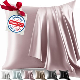 Welldora 100% Silk Cushion Cover, 50 x 70 cm, High Weight: 22 Momme, Ideal for Skin and Hair, Highest Grade 6A & YKK, Strictly Certified in Switzerland, Oeko-Tex* Silk Pillowcase, Pale Pink