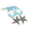 Starfish Curtain Tie Backs with Ocean Blue Sea Glass Beads,