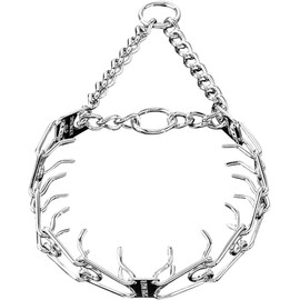 Herm Sprenger Chrome Plated Ultra-Plus Prong Dog Collar with Two O-Rings – Anti Pull Pet Pinch Training Tool, Made in Germany (23in x 3.2mm, Neck Size up to 19in)