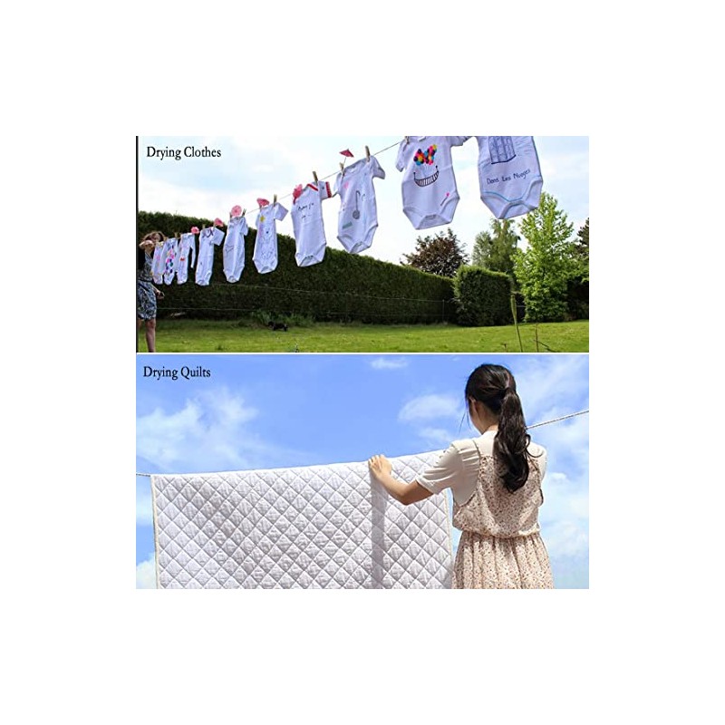 50 Ft Adjustable Cotton Clothesline Rope for Camping & Home