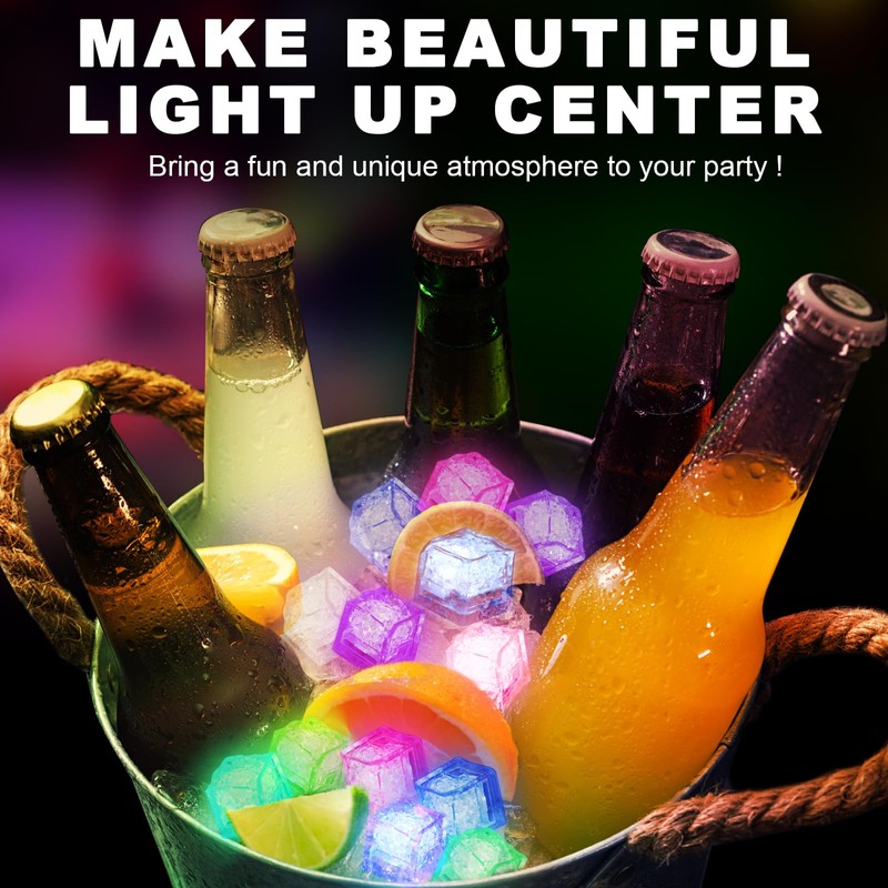 100 PCS Light Up Ice Cubes for Drinks, Multi Color