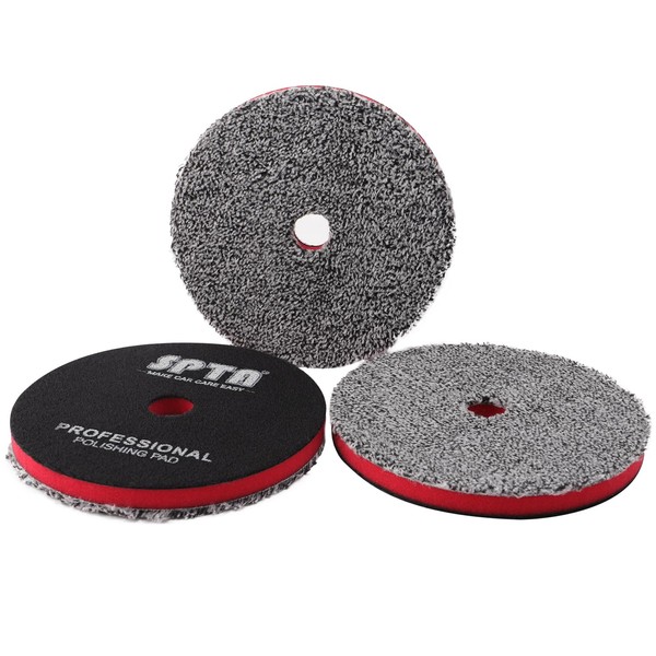 SPTA 6"(150MM) Microfiber Cutting Pads, 3PCS Soft Microfiber Wax Removal Pad, Detailing Wax Applicator Pad, for Waxing and Polishing&Scratch and Vortex Removal Pad, Ultrafine Fiber Pad