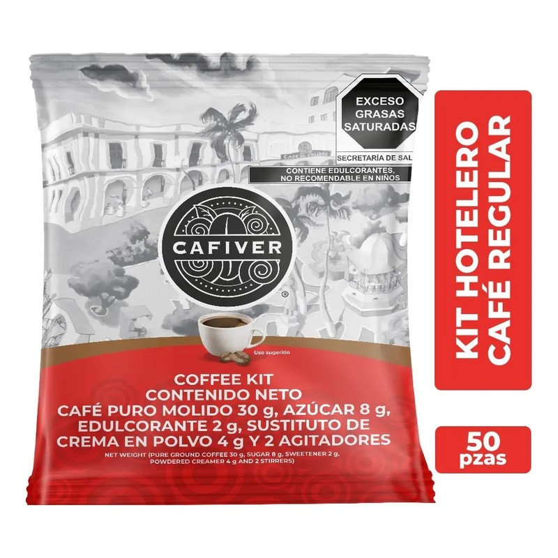 Café Cafiver Coffee Kit Hotelero, Airbnb (75 Piezas)