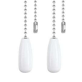 Dotlite Ceiling Fan Pull Chain Extender, 2pcs Wooden Decorative Pendant Extension Chains, 12 Inches Lighting & Fan Beaded Ball Fan Cord Extender Ornament with Connector (Wooden White)