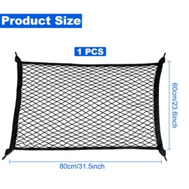 AKOLAFE Luggage Net 80 x 60 cm Boot Net Motorhome Car Extends to 160 x 120 cm Luggage Net Car with 4 Hooks Nylon Tension Net Black Safety Net for Storage Load Securing