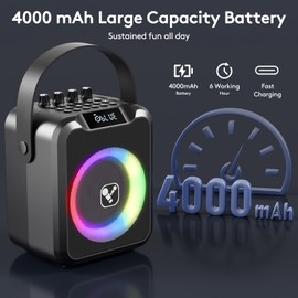 Portable Karaoke Machine with 2 Wireless Microphones, Karaoke Machine for Adults & Kids,Rechargeable Karaoke Microphone with 6 Voice Changer,Karaoke Speaker Supports Bluetooth,USB,Live,AUX,TF,MIC