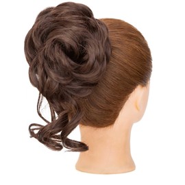 S-noilite Claw Clip Messy Bun Hair Pieces Tousled Updo Fake Hair Bun Chignon Wavy Curly Messy Bun with Clip Hair Extensions Scrunchie Clip on Bun Ponytail Hairpieces for Women(04)
