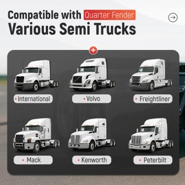 Gelacie 30" x 24" Quarter Fenders for Semi Trucks, Compatible with Freightliner Peterbilt Kenworth Volvo Mack, 304 Stainless Steel Mirror-Finished Fenders Right & Left