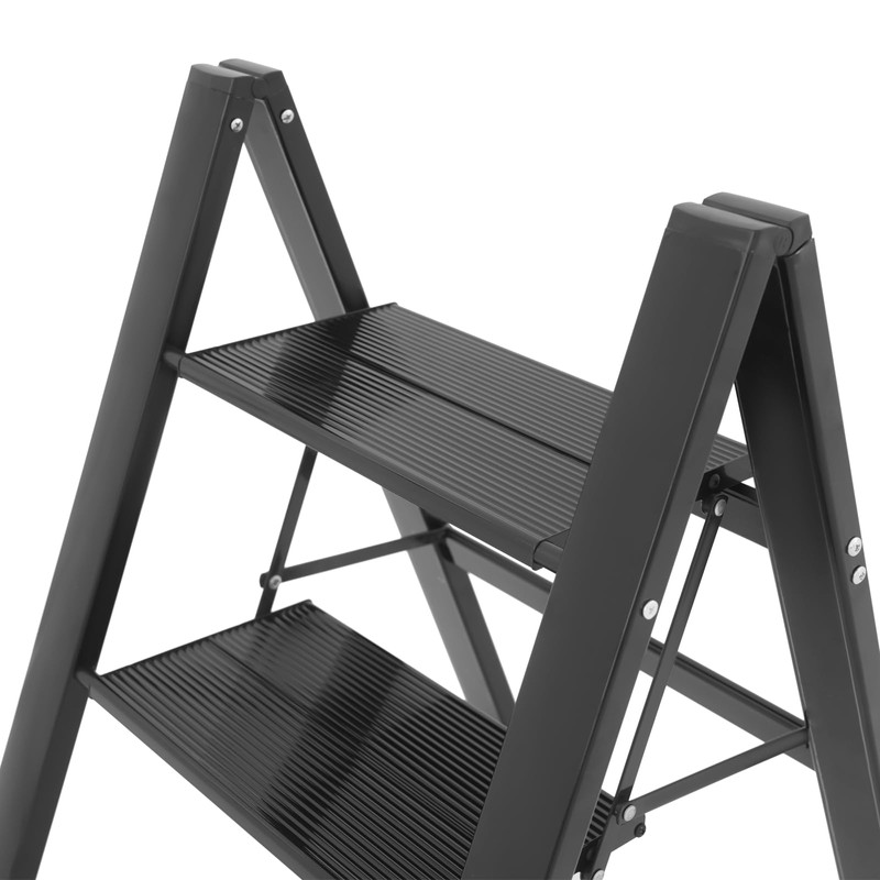 2 Step Ladder,Aluminum Lightweight Folding 2 Step Stool with Anti-Slip