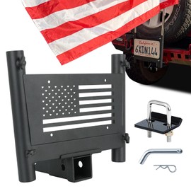 SUNPIE Hitch Flag Pole Holder 2 Inch Receivers for Truck Flag Pole Compatible with F150 Jeep Wrangler JK Jl Fits for Trucks SUV RV Trailer Pickup Double Flag Pole Mount