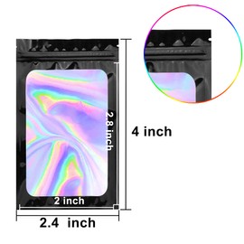 BQTQ 150 Stück Geruchssichere Beutel mit Reißverschluss Aluminiumfolie Wiederverschließbare Beutel Zip Beutel Folie Tasche Geruchssichere Beutel für Lebensmittel(Holographisches Schwarz, 6x10cm)