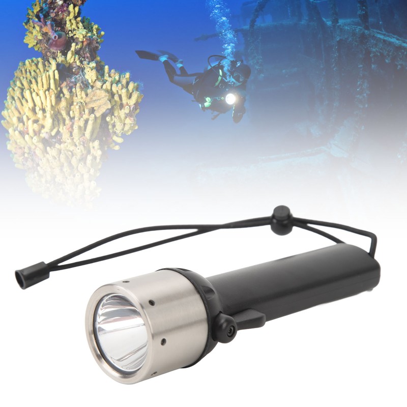 Diving Flashlight Black Dive Light 200lm 328ft IP68 Waterproof Compact