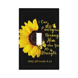 Inspirational Quote Bathroom Sunflower 1 Gang Light Switch Plate Decorative Single Toggle Wall Plate Cover Electrical Switchplate Faceplate for Bedroom Room Decorate