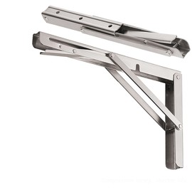 CLT Cleting 10'' Folding Shelf Brackets Max. Load 220 lb, Heavy Duty Stainless Steel DIY Wall Mounted Shelf Bracket Space Saving for Table Work Bench, Pack of 2