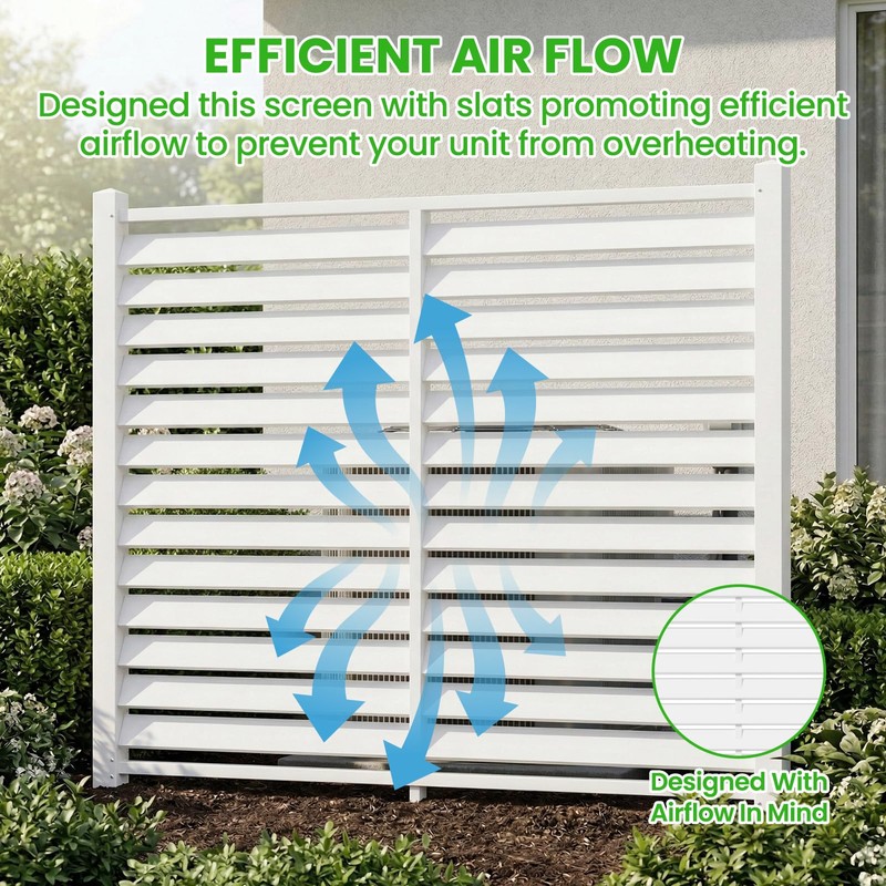 5 Ft x 4 Ft Air Conditioner Fence, White Vinyl