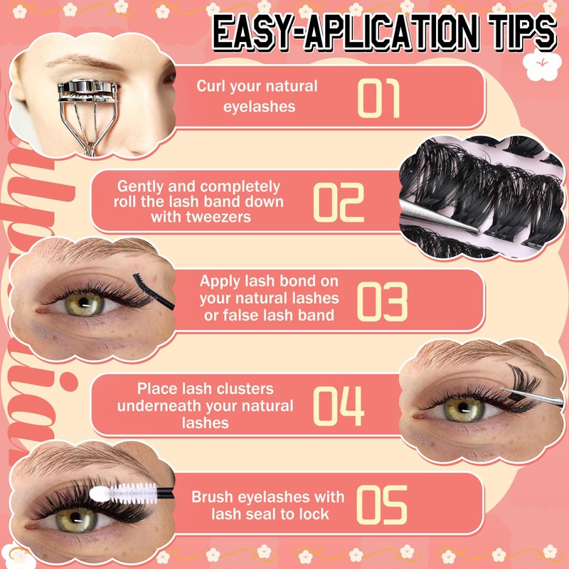 calphdiar Cluster Lashes 30D+40D+50D+60D Individual Eyelashes 480PCS Wispy Lashes Individual