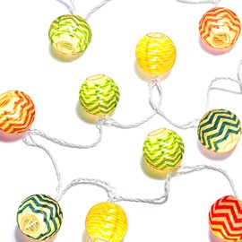 Vigdur Lantern String Lights Plug in, 9.84Ft Rainbow Nylon Hanging Lantern Lights with 10 Lanterns Connectable Waterproof, Indoor Outdoor String Lights for Bedroom Party Patio Bistro