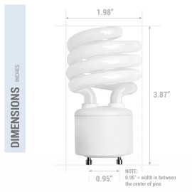 KOR 4 Pack Spiral CFL Fluorescent 13 Watt =60W Twist and Lock GU24 2700K Warm White
