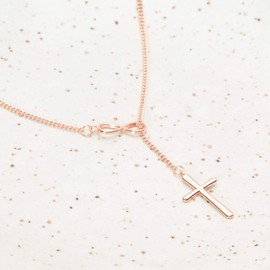 Dear Ava Infinity Cross Necklace for Women - Modern Jewelry Pendant Love Gifting Idea for Her with Heartfelt Card - Faith Birthday Holiday Anniversary Necklace Rose Gold