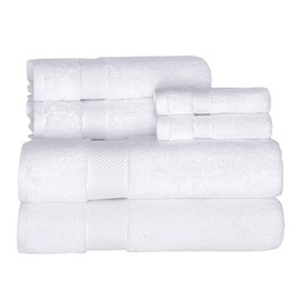 CTT Classic Turkish Towels Set of 6-100% Turkish Cotton, Absorbent & Comfy, Includes 2 Bath Towel 2 Hand Towel & 2 Washcloth | (White)