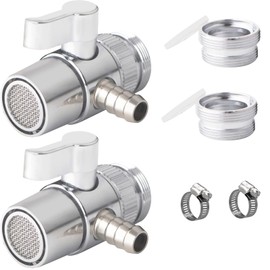2 Pack Faucet Diverter Valve with Aerator for Countertop Water Filter,Faucet Adapter to 5/16"(8mm) barb outlet,Faucet Splitter for Water Diversion（8mm barb）
