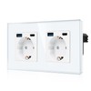 CNBINGO Flush-Mounted Double Socket, 2 x USB-A/C Quick Charge, Glass