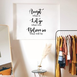 Aurabeam Vinyl Wall Art Decal - Accept What Is; Let Go What was; Believe in What Will Be - 29" x 22" - Trendy Cute Positive Vibes Sticker for Bedroom Kids Room Living Room Office School Coffee Shop