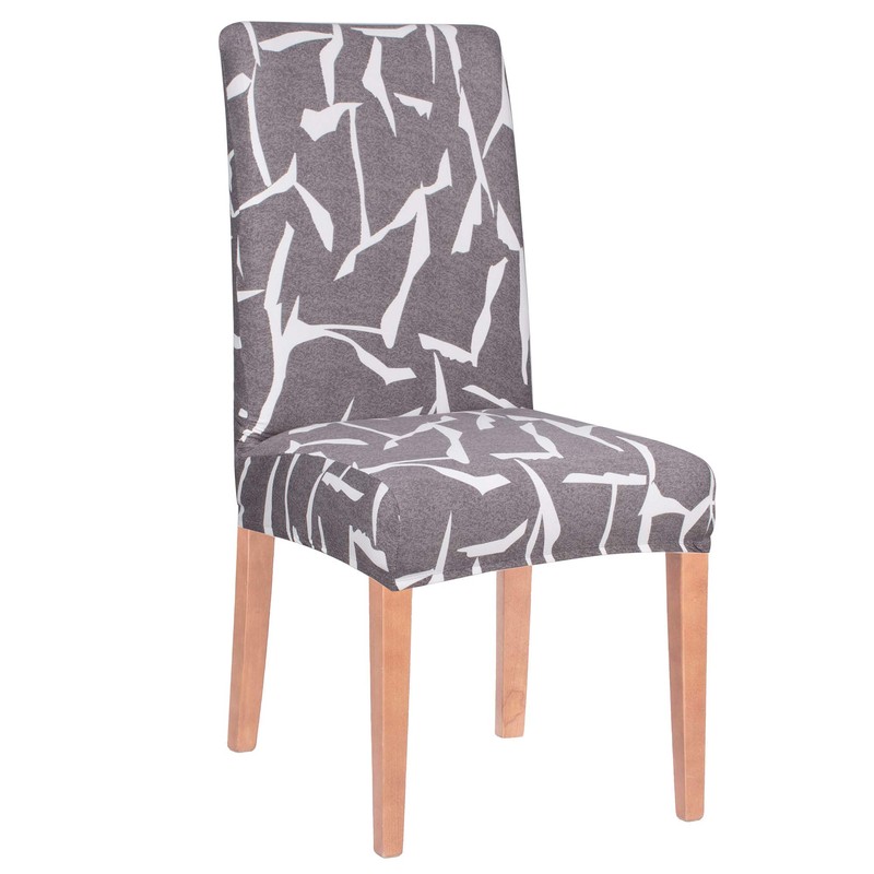 SPRINGOS Universal Chair Cover Stretch Universal Grey/White 38-70 cm
