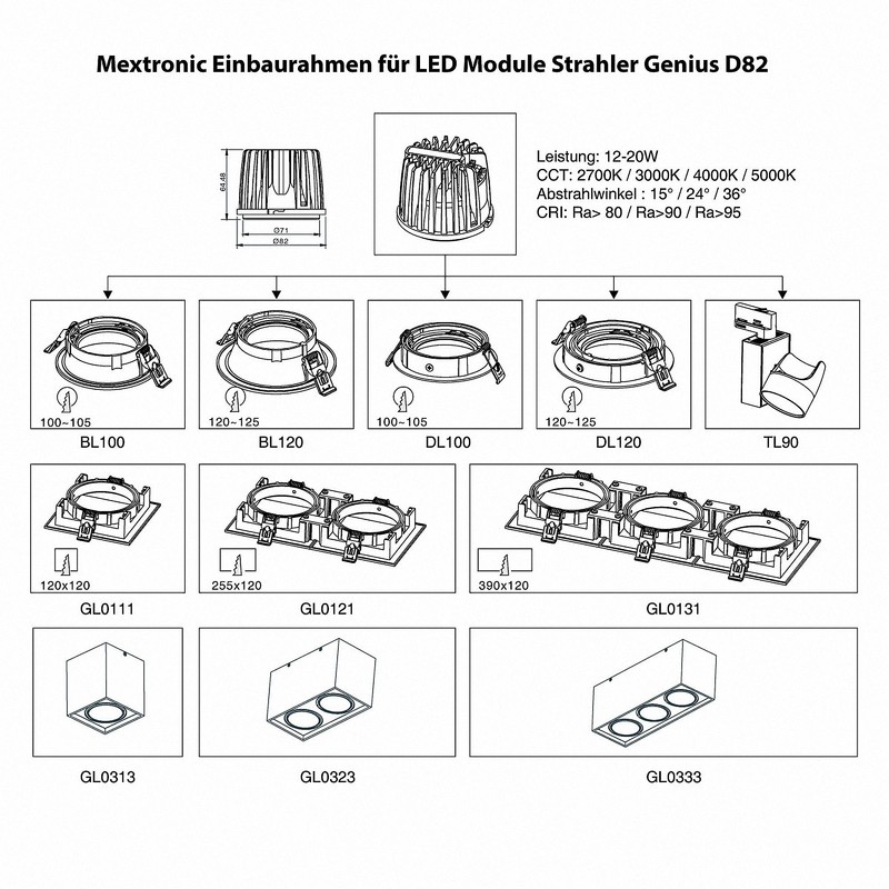 Genius D82-36 LED Module Spotlight up to 20 W 840