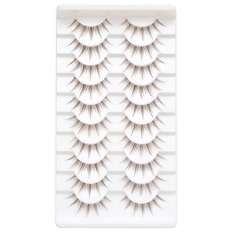 10 Pairs Brown False Eyelashes Clear Band Cartoon False Eyelashes