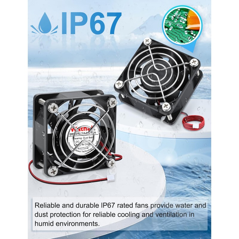 Wathai IP67 60mm x 25mm DC 12V Waterproof Small Fan