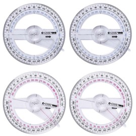 Starvway 4PCS 360 Degree Protractor Plastic Circle Protractor Angle Measure Protractor Durable Measuring Tool Stationery for Angle Measurement.(Color Random)