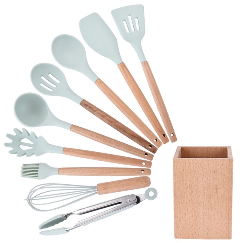 9PCS/Set Silicone Cooking Utensils Kitchenware Blue Kitchen Tool (Storage Bucket