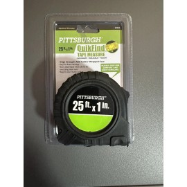 Pittsburgh Tape Measure Pittsburgh 25ft x 1" Quick Find Rubber Grip & Thumb Lock- Brand New