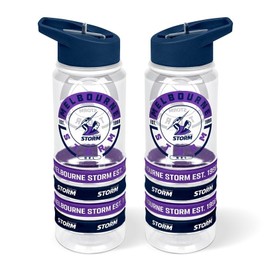 Melbourne Storm NRL Rugby League Tritan Bottle with Rubber Bands