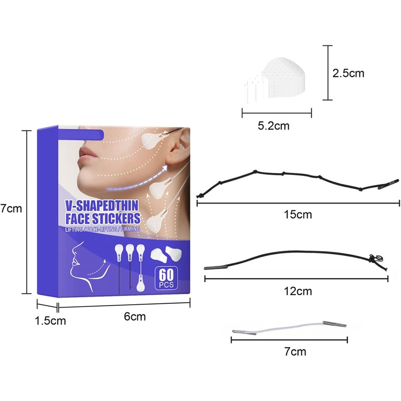 60 uds cinta de estiramiento facial, parche de levantamiento de