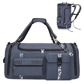 Gym Bags for Men Gym Duffle Bag Backpack 3-Way Sports Duffel Bags for Men with Shoe Compartment & Wet Pocket Blue