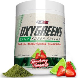 OxyShred Hardcore OxyGreens Powder – Superfood Greens with Spirulina, Chlorella & Immunity Support, 30 Serves (Strawberry Margarita)