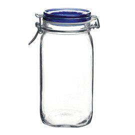 Bormioli Rocco Fido Square Jaw with Blue Lid, 50-3/4-Ounce