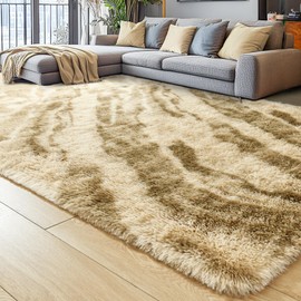 Noahas Large Fluffy 6x9 Area Rugs for Living Room Bedroom,Thick Khaki Shag Throw Rug,Big Soft Shaggy Bedside Non-Slip Plush Dorm Nursery Kids Carpet