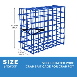 A1FISHER Vinyl-Coated Wire Crab Bait Cages for Crab Pot, 6"x6"x3" Blue 3PCS