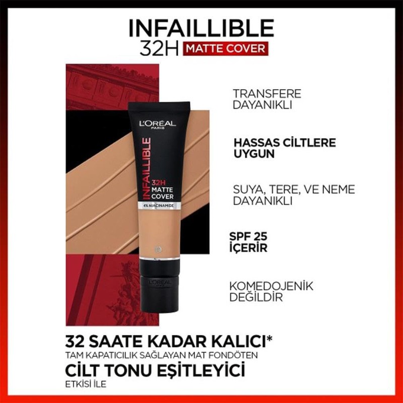 L'Oréal Paris, Infallible 32h Matte Cover, Base de maquillaje mate