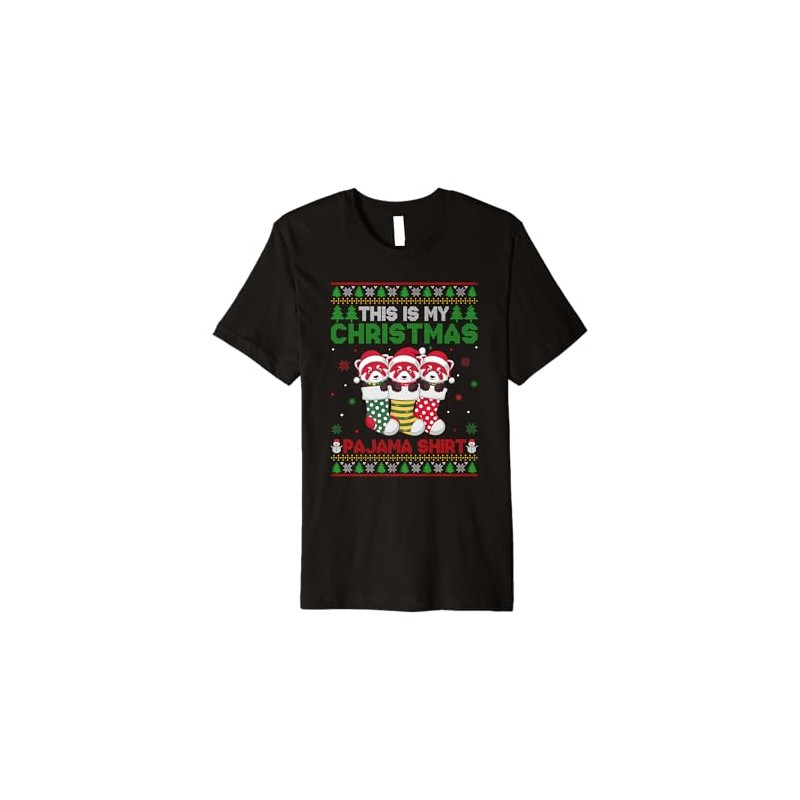 Red Panda in Christmas Socks Ugly Sweater Xmas Pajama Premium