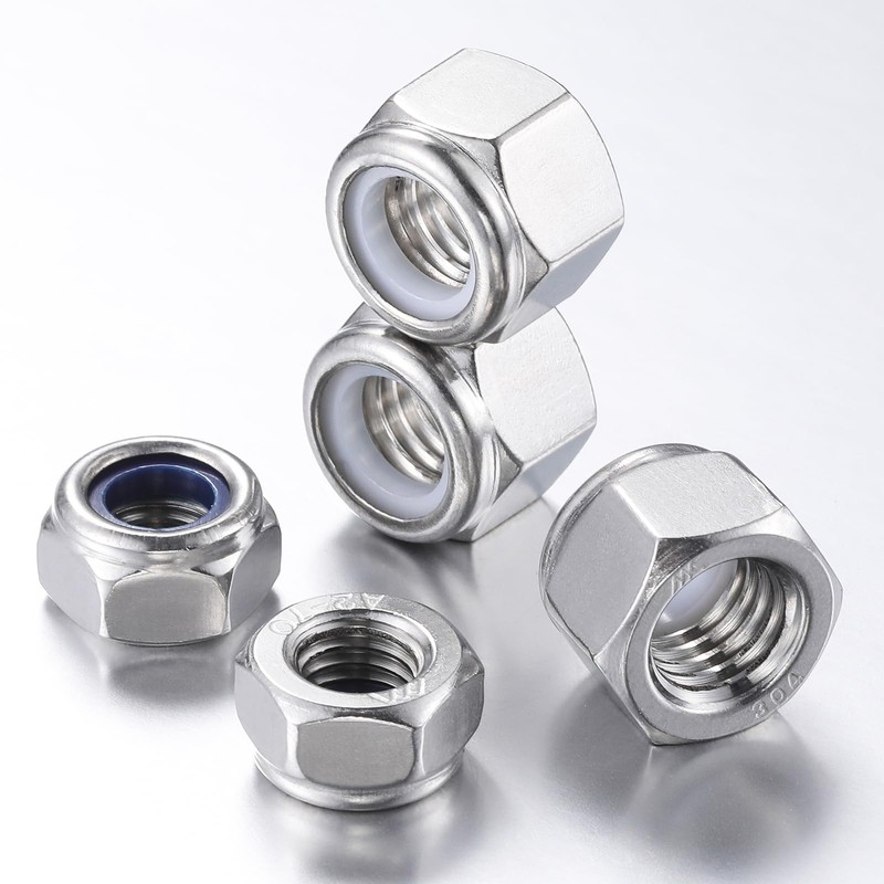 Wensilon(50pcs) 1/4-20 Self Clinching Nuts 304 Stainless Steel Self-Lock Nylon